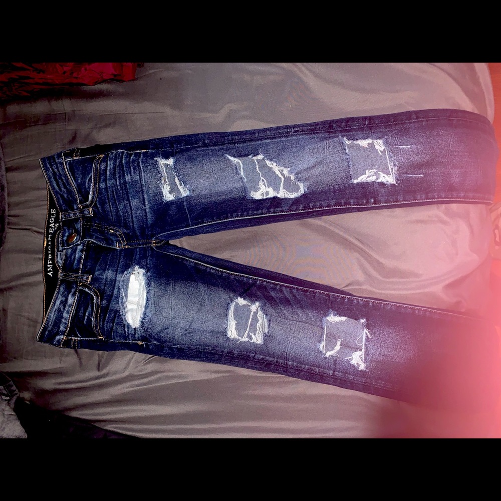 Dark jean, ripped, American Eagle jeggings